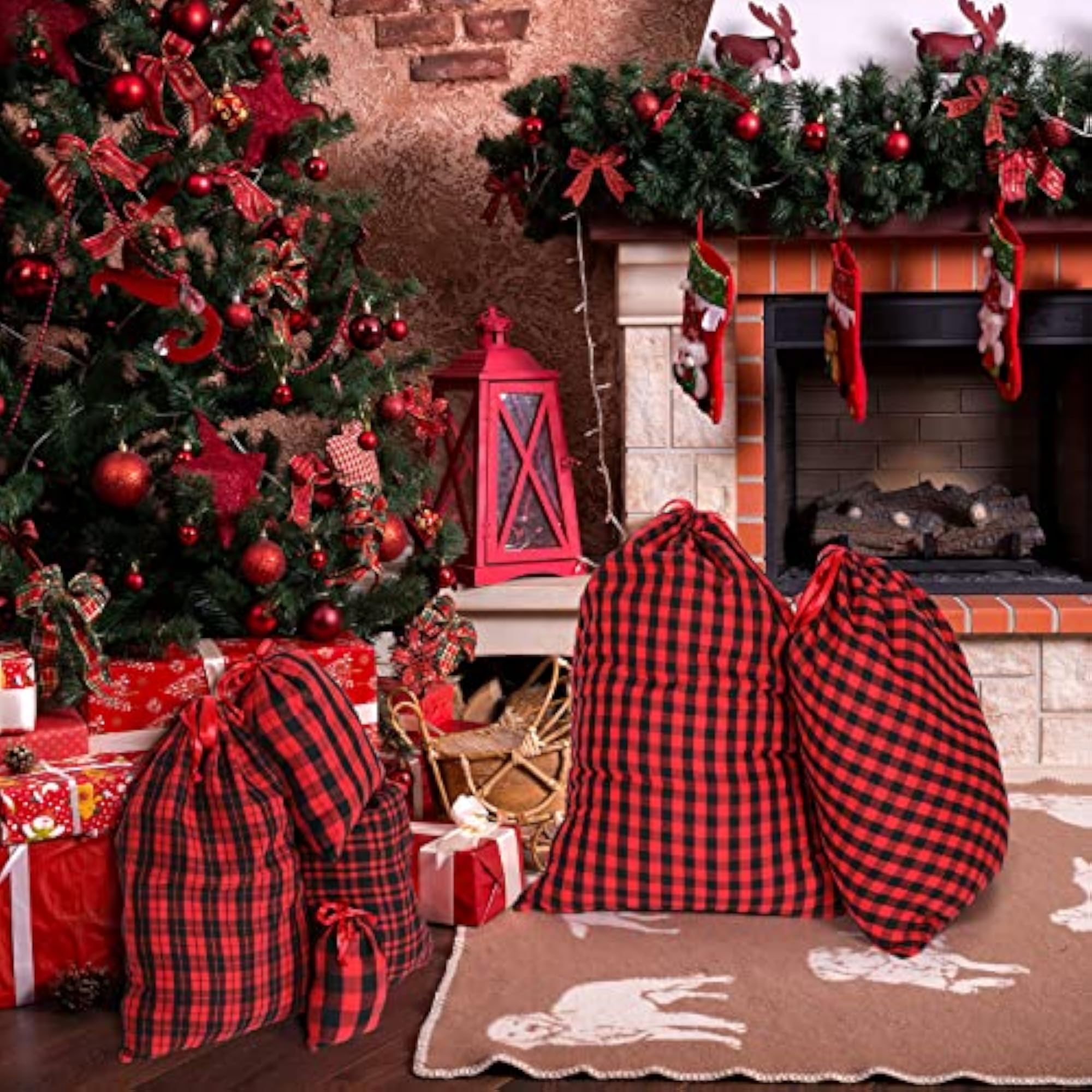 Big Christmas Drawstring Bags, Assorted Gift Storage